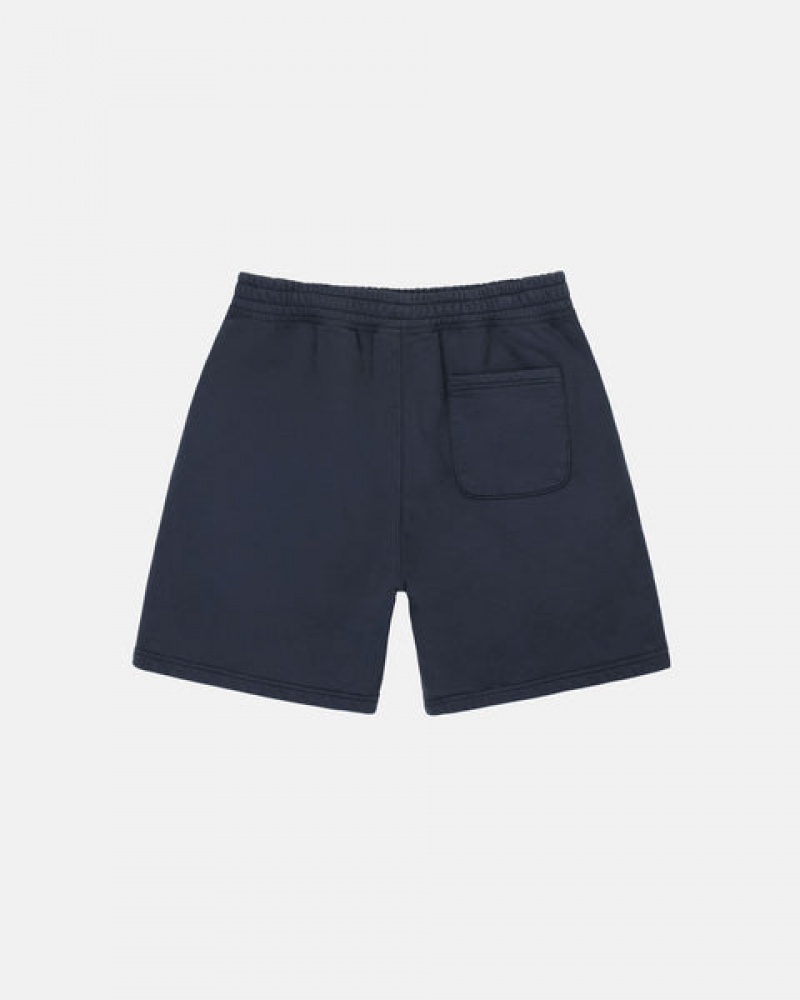 Navy Men's Stussy Overdyed Stock Logo Sweat Shorts Philippines | IVP-6788