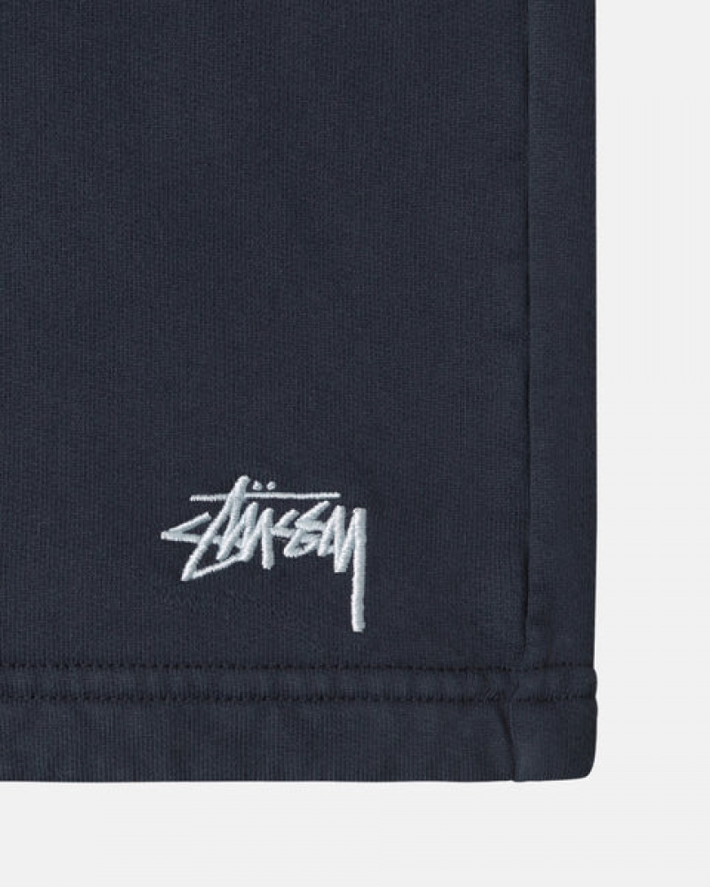 Navy Men's Stussy Overdyed Stock Logo Sweat Shorts Philippines | IVP-6788