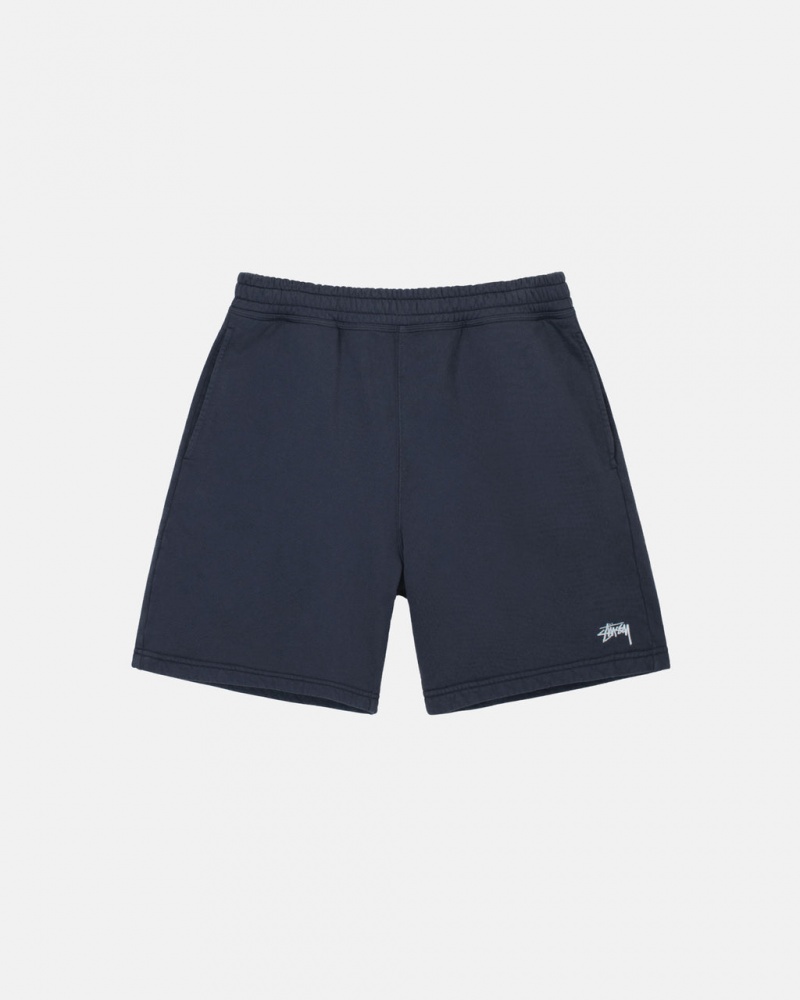 Navy Men\'s Stussy Overdyed Stock Logo Sweat Short Sweatshorts Philippines | FYV-5566