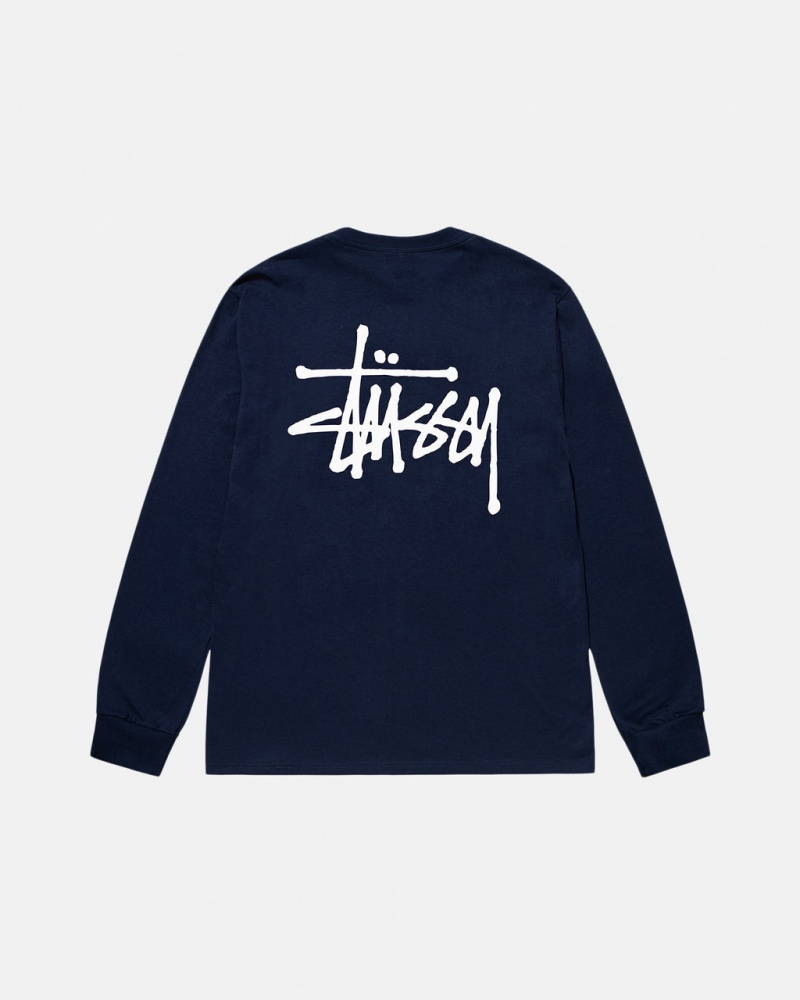 Navy Women\'s Stussy Basic Stussy Ls Tees Philippines | DFO-3147