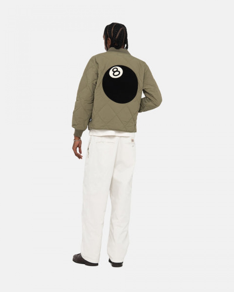 Olive Men's Stussy 8 Ball Quilted Liner Jackets Philippines | GOU-5985