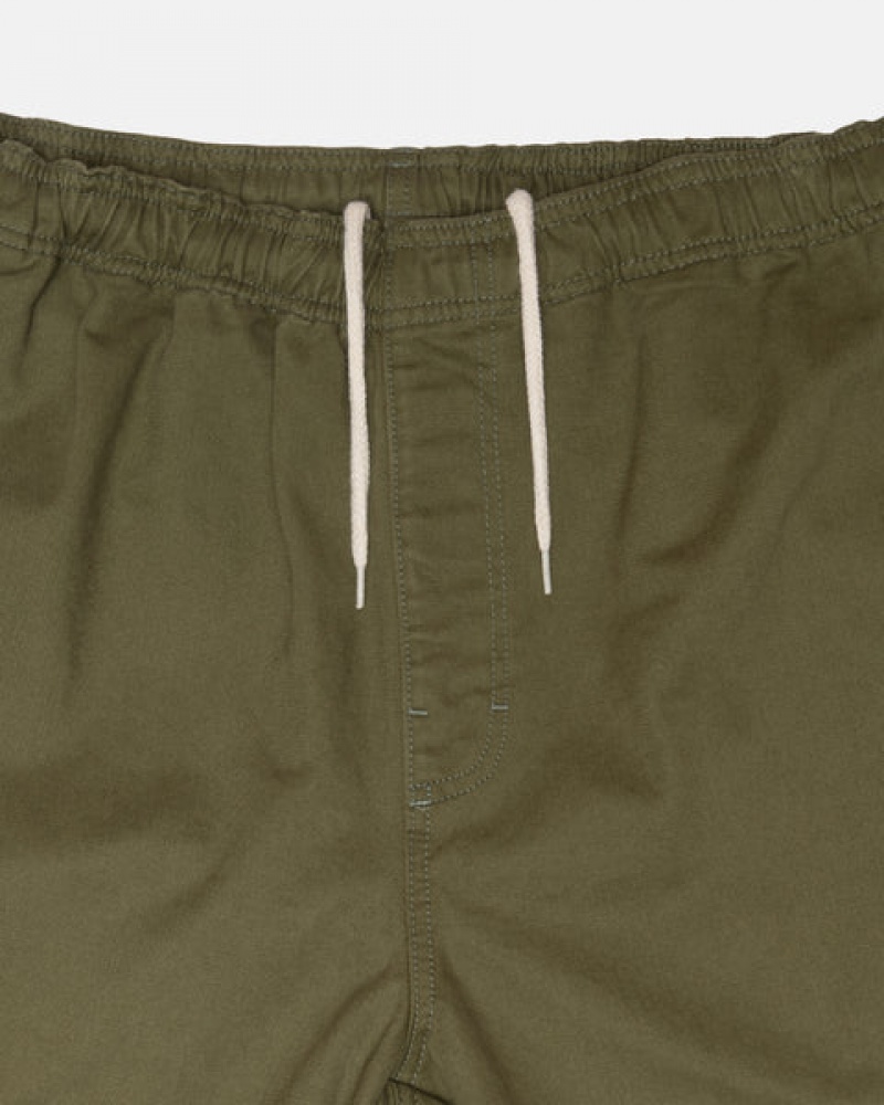 Olive Men's Stussy Beach Pant Brushed Cotton Pants Philippines | SOM-0316