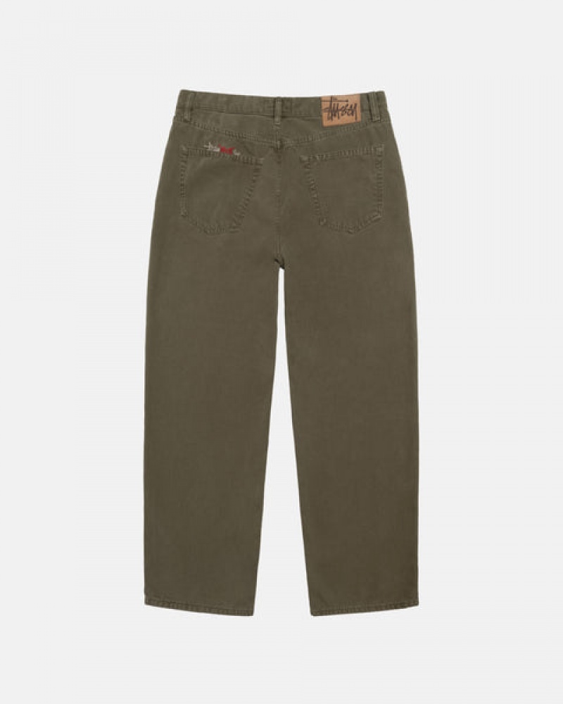 Olive Men's Stussy Big Ol' Jean Washed Canvas Denim Philippines | PWJ-2429