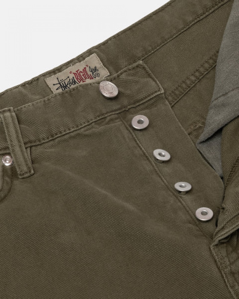 Olive Men's Stussy Big Ol' Jean Washed Canvas Denim Philippines | PWJ-2429