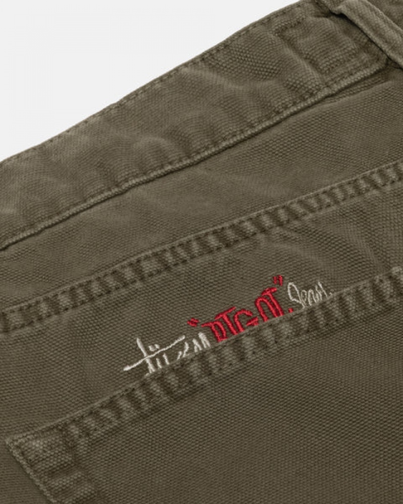 Olive Men's Stussy Big Ol' Jean Washed Canvas Denim Philippines | PWJ-2429