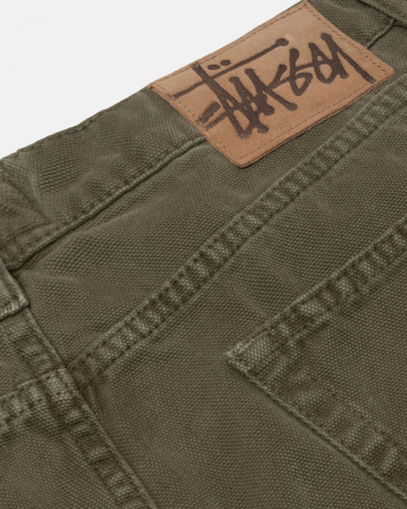 Olive Men's Stussy Big Ol' Jean Washed Canvas Denim Philippines | PWJ-2429