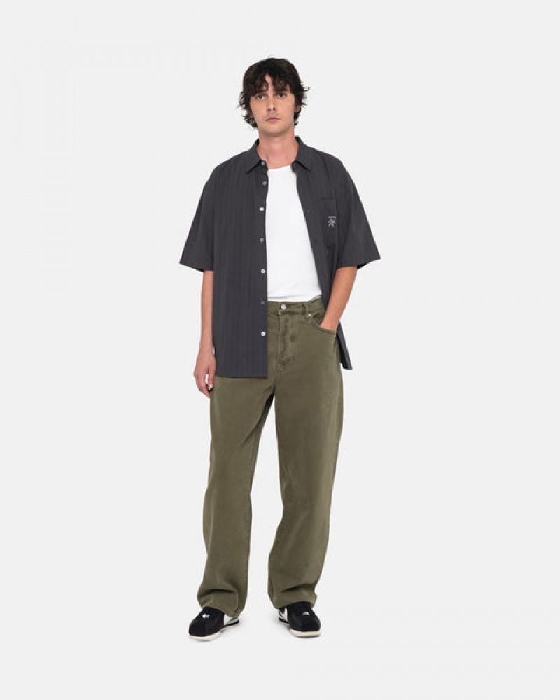 Olive Men's Stussy Big Ol' Jean Washed Canvas Denim Philippines | PWJ-2429