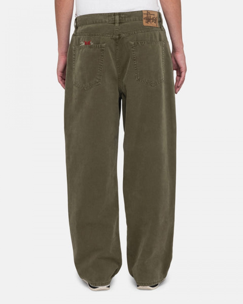 Olive Men's Stussy Big Ol' Jean Washed Canvas Denim Philippines | PWJ-2429