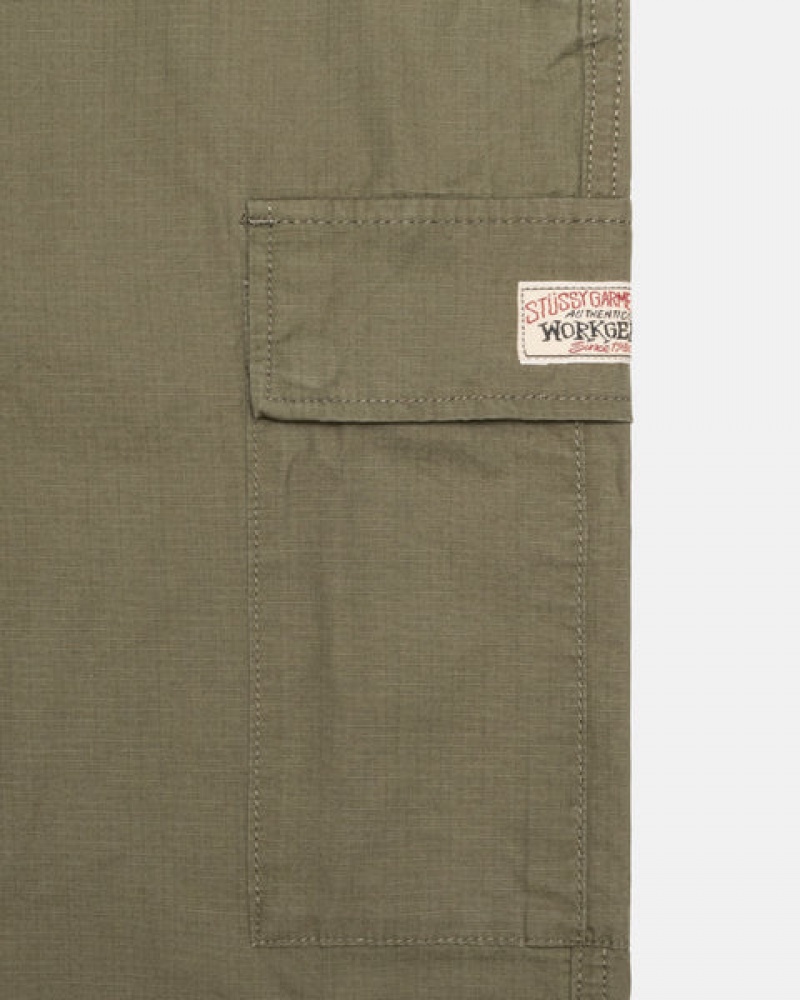 Olive Men's Stussy Ripstop Cargo Beach Pants Philippines | BDV-8988