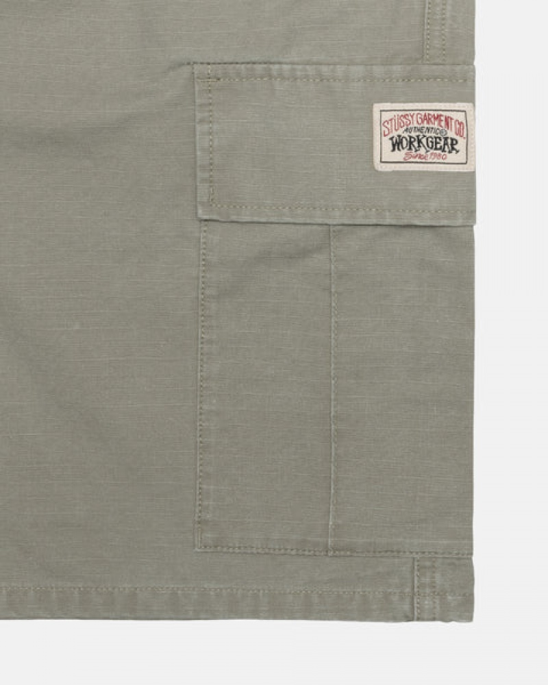 Olive Men's Stussy Ripstop Cargo Beach Shorts Philippines | NOZ-3270