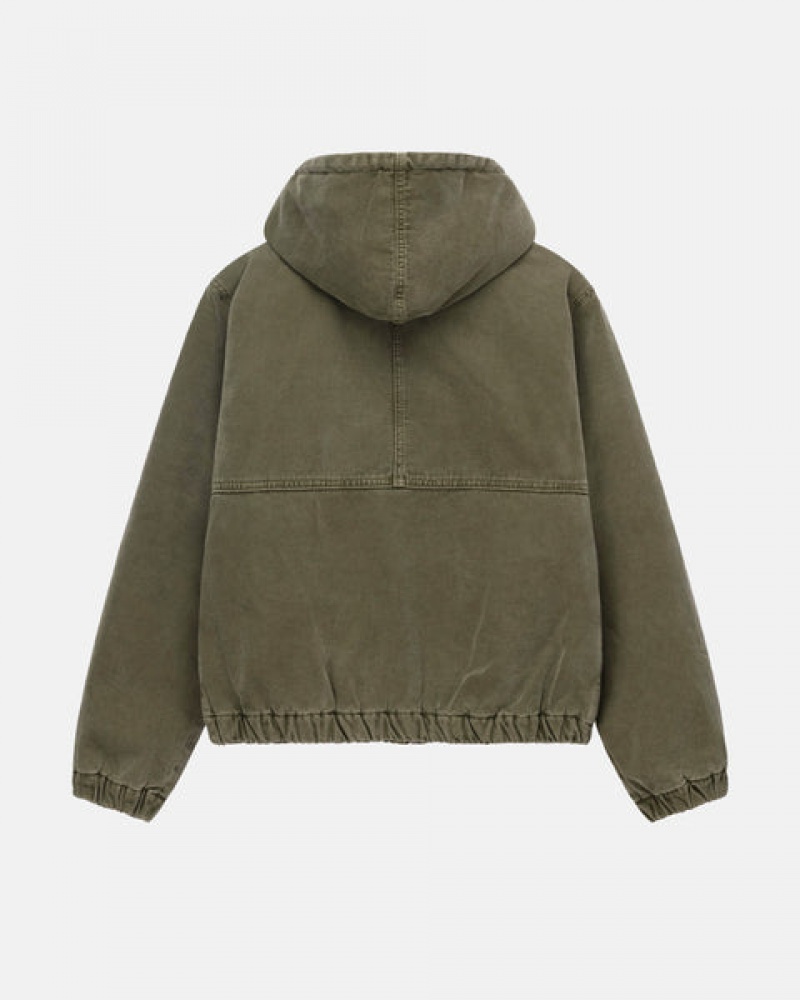 Olive Men's Stussy Work Jacket Insulated Canvas Jackets Philippines | CCV-1488