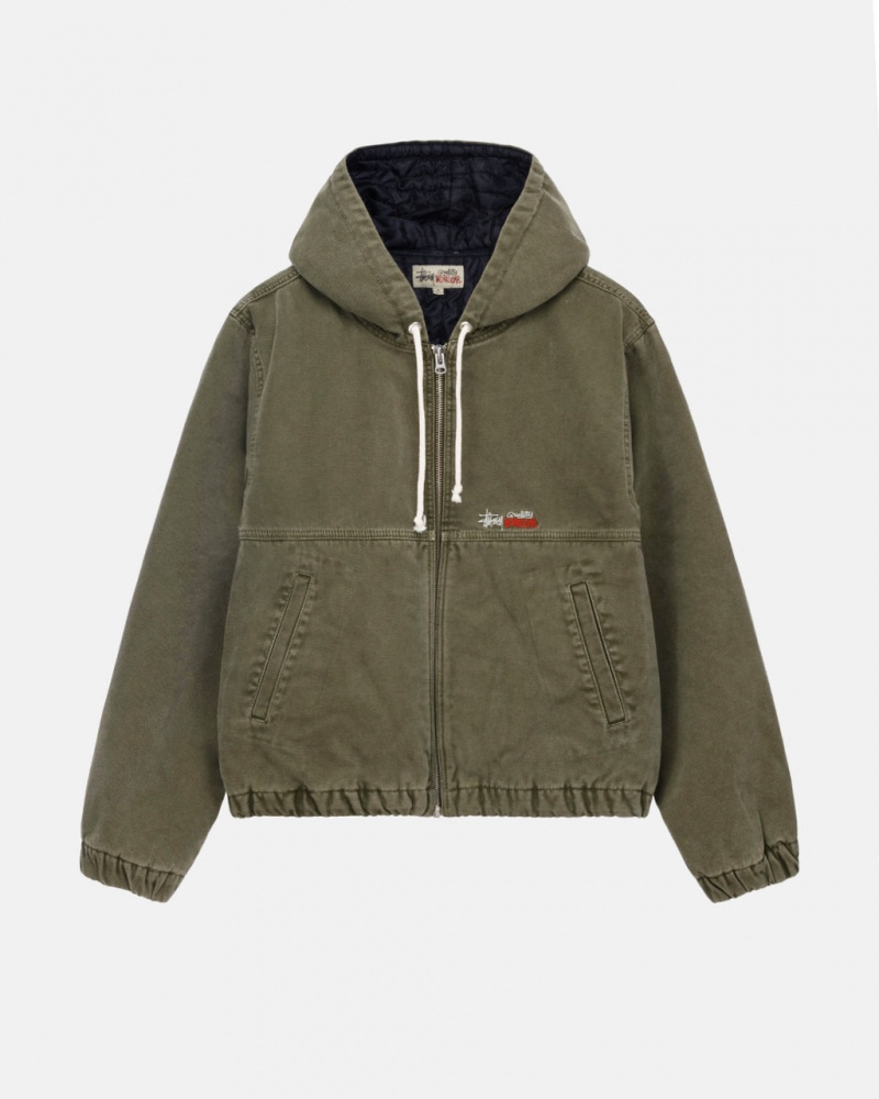 Olive Men\'s Stussy Work Jacket Insulated Canvas Jackets Philippines | CCV-1488