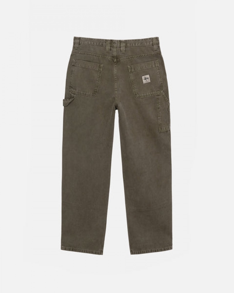 Olive Men's Stussy Work Pant Canvas Pants Philippines | AJO-9534