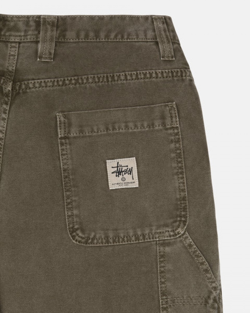 Olive Men's Stussy Work Pant Canvas Pants Philippines | AJO-9534