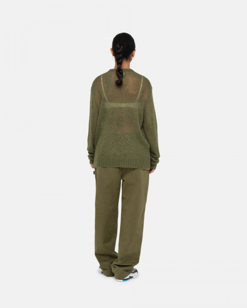 Olive Women's Stussy Beach Pant Brushed Cotton Pants Philippines | WKJ-0588