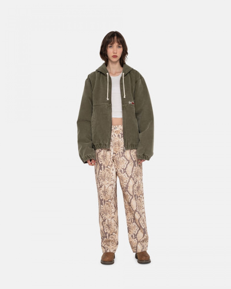 Olive Women's Stussy Work Jacket Insulated Canvas Jackets Philippines | DDR-1186