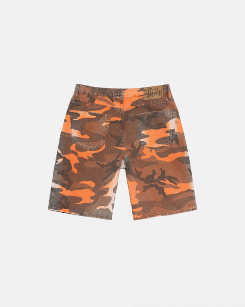 Orange Camo Men's Stussy Spray Dye Big Ol' Shorts Philippines | TVT-6859