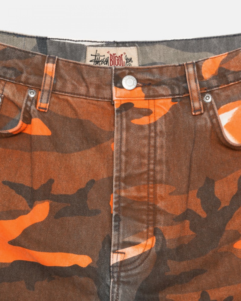 Orange Camo Men's Stussy Spray Dye Big Ol' Shorts Philippines | TVT-6859