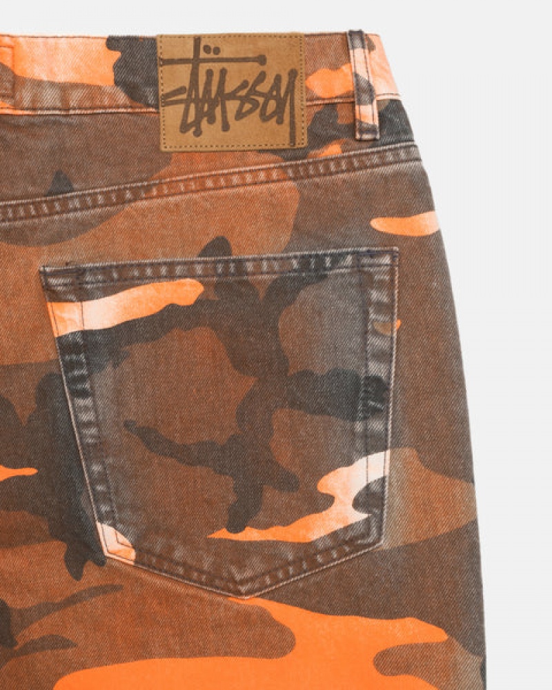 Orange Camo Men's Stussy Spray Dye Big Ol' Shorts Philippines | TVT-6859