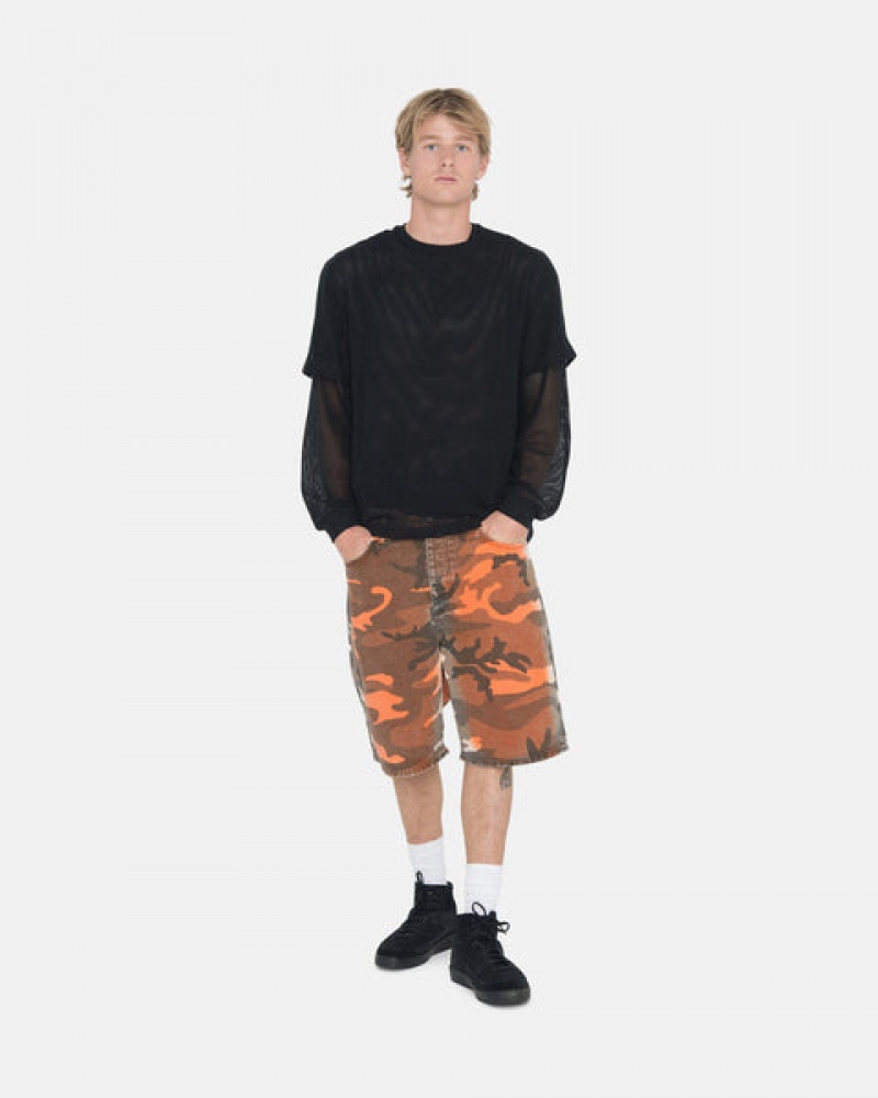 Orange Camo Men's Stussy Spray Dye Big Ol' Shorts Philippines | TVT-6859