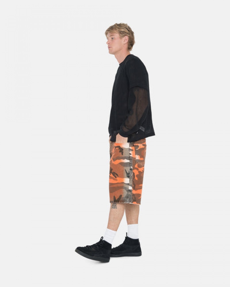 Orange Camo Men's Stussy Spray Dye Big Ol' Shorts Philippines | TVT-6859