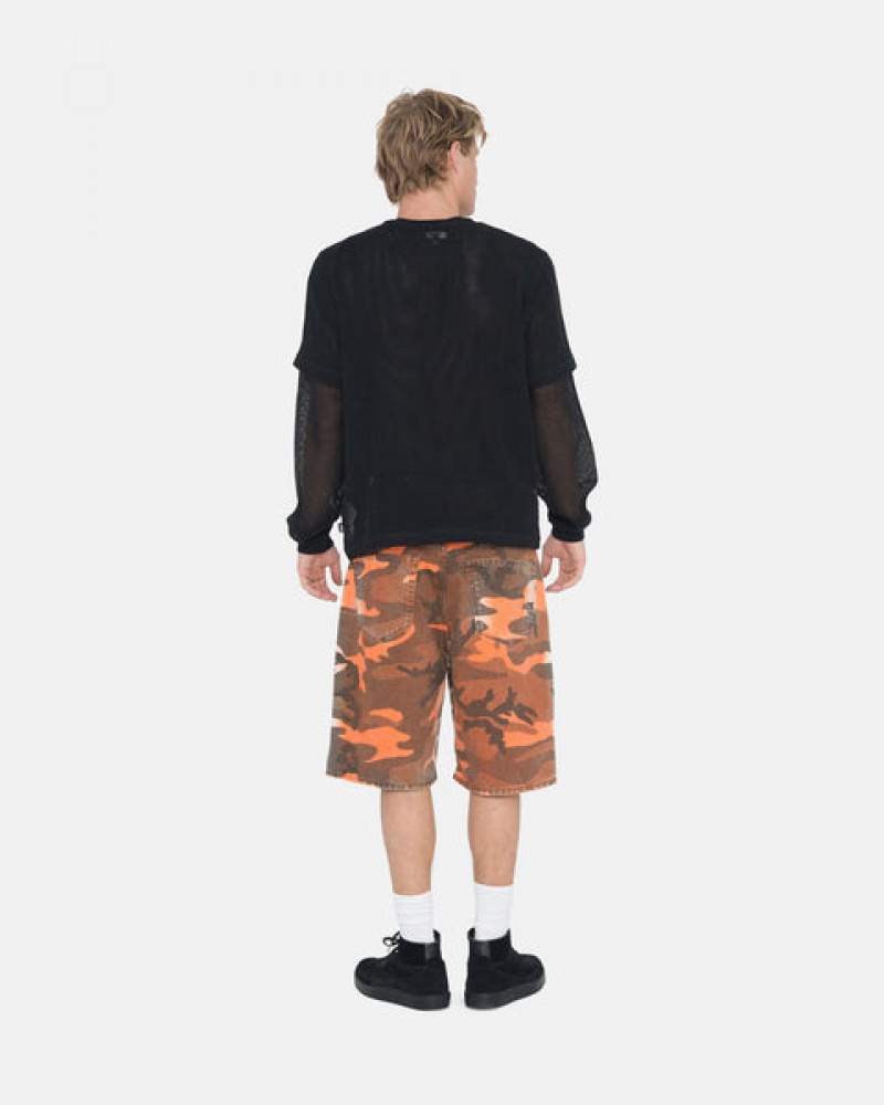 Orange Camo Men's Stussy Spray Dye Big Ol' Shorts Philippines | TVT-6859