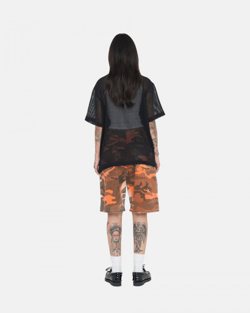 Orange Camo Men's Stussy Spray Dye Big Ol' Shorts Philippines | TVT-6859