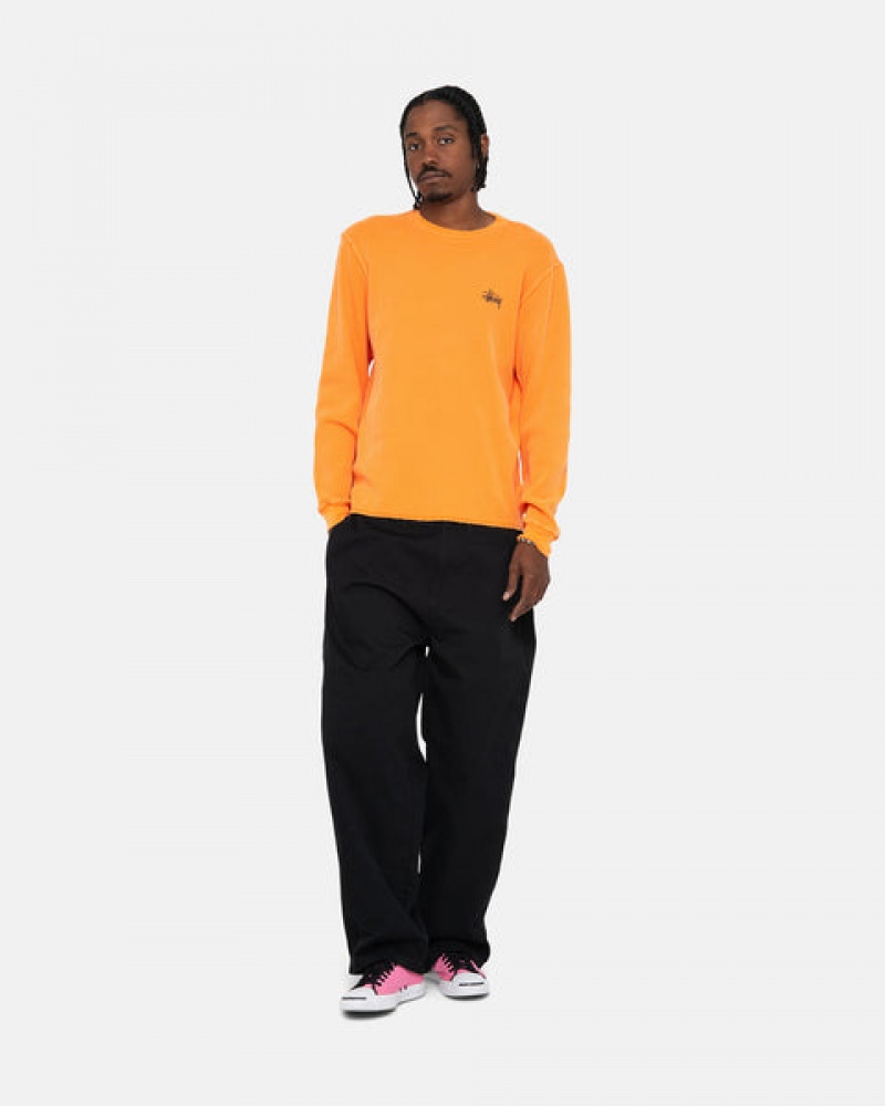 Orange Men's Stussy Basic Stock Ls Thermal Tops Philippines | ZHT-7590