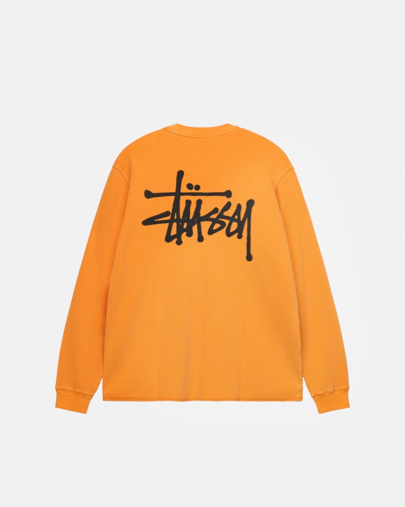 Orange Men\'s Stussy Basic Stock Ls Thermal Tops Philippines | ZHT-7590