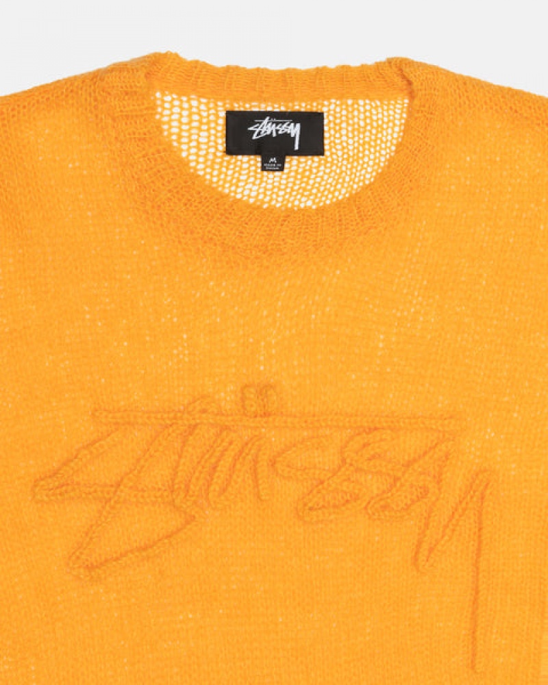 Orange Men's Stussy Loose Knit Sweaters Philippines | WZO-9595