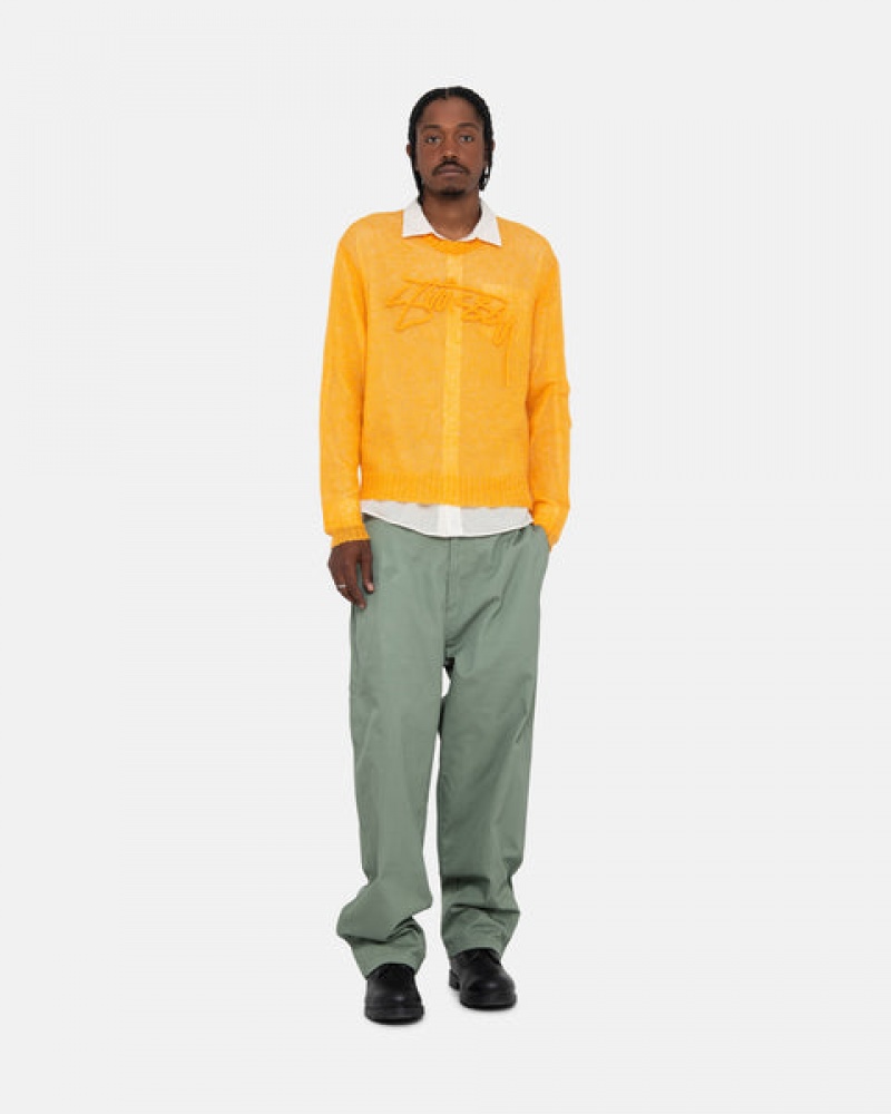 Orange Men's Stussy Loose Knit Sweaters Philippines | WZO-9595