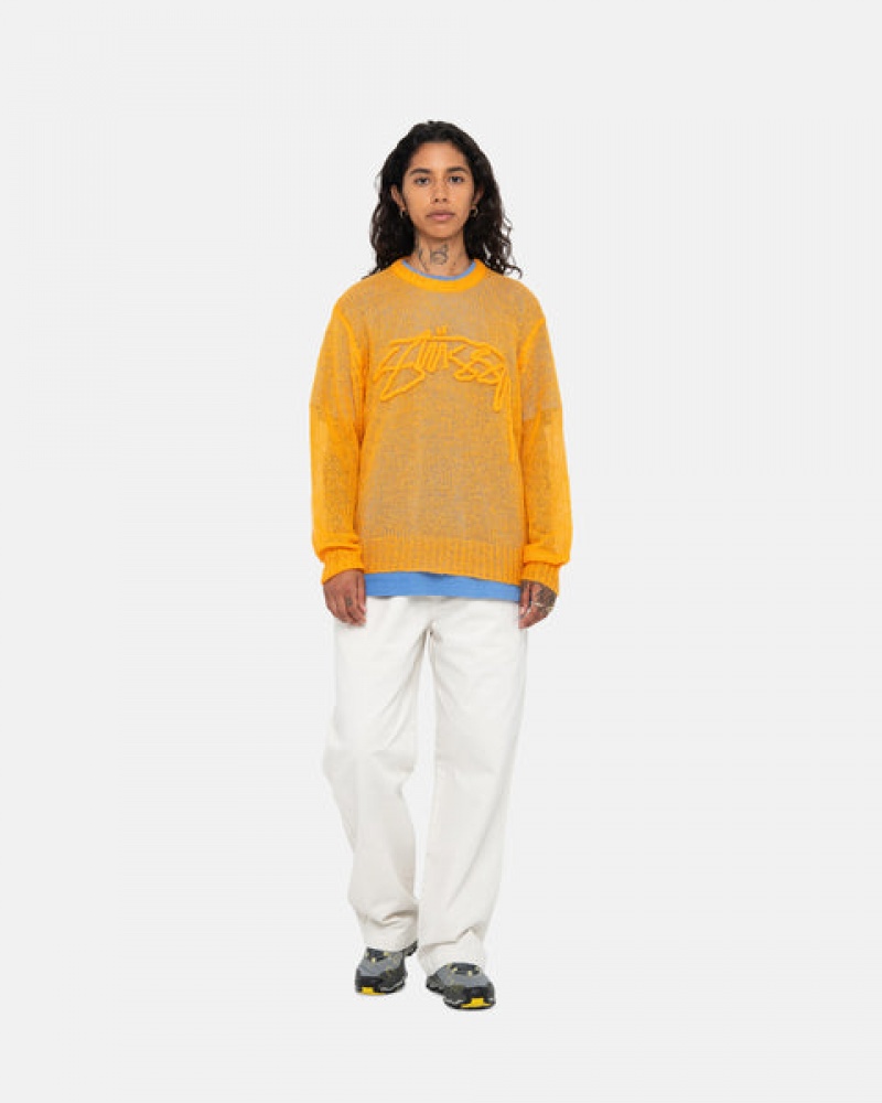 Orange Men's Stussy Loose Knit Sweaters Philippines | WZO-9595