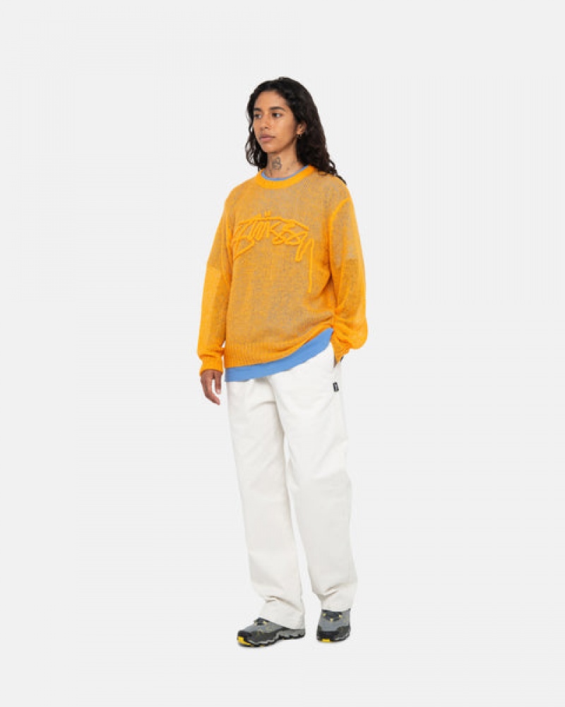 Orange Men's Stussy Loose Knit Sweaters Philippines | WZO-9595