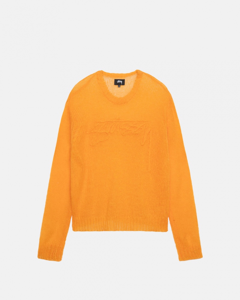 Orange Men\'s Stussy Loose Knit Sweaters Philippines | WZO-9595