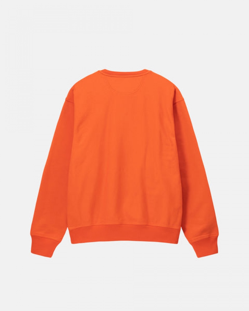 Orange Men's Stussy Overdyed Stock Logo Crew Sweatshirts Philippines | XXZ-7701