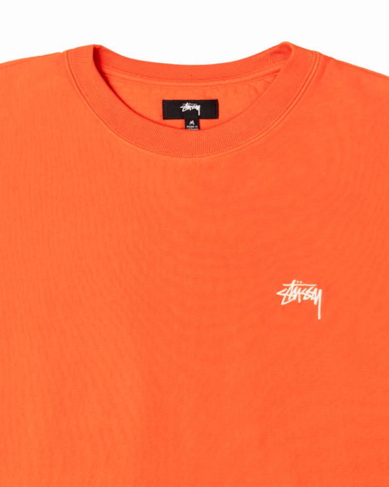 Orange Men's Stussy Overdyed Stock Logo Crew Sweatshirts Philippines | XXZ-7701