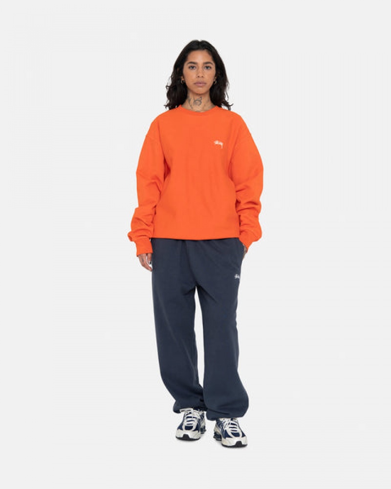 Orange Men's Stussy Overdyed Stock Logo Crew Sweatshirts Philippines | XXZ-7701