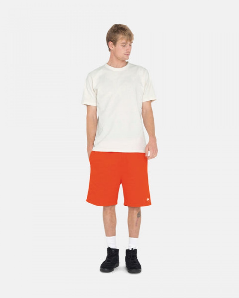 Orange Men's Stussy Overdyed Stock Logo Short Sweatshirts Philippines | NHI-8261