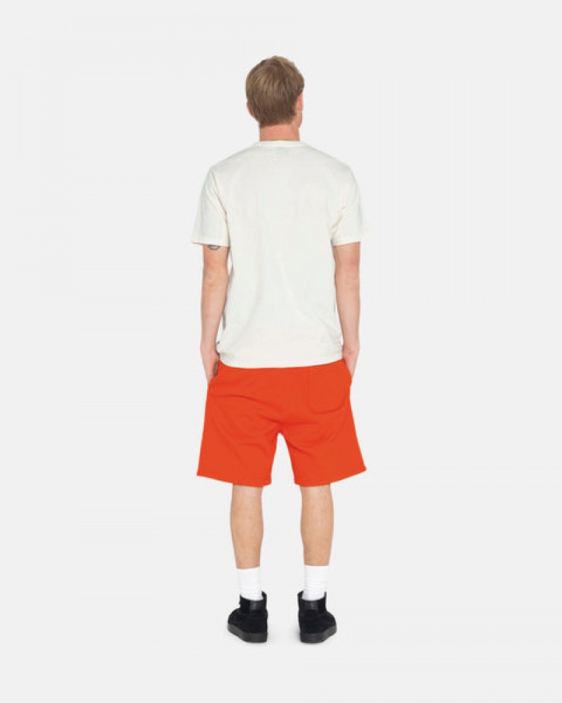 Orange Men's Stussy Overdyed Stock Logo Short Sweatshirts Philippines | NHI-8261