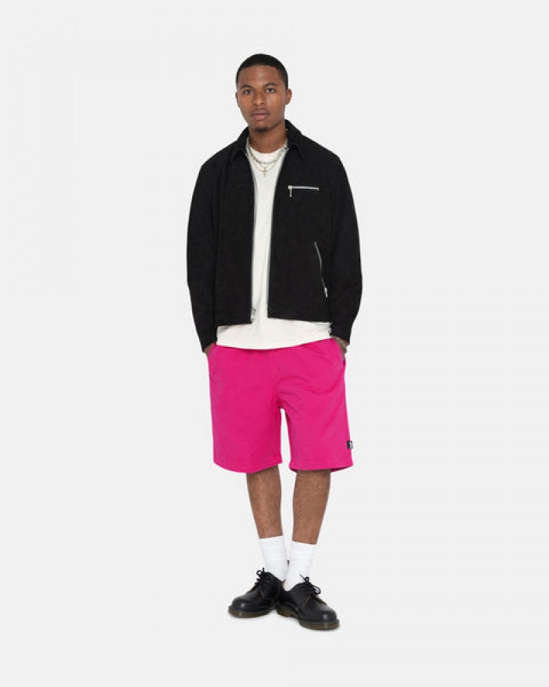 Pink Men's Stussy Brushed Beach Shorts Philippines | CNC-6878