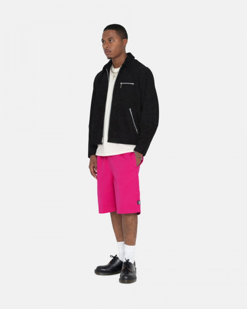 Pink Men's Stussy Brushed Beach Shorts Philippines | CNC-6878