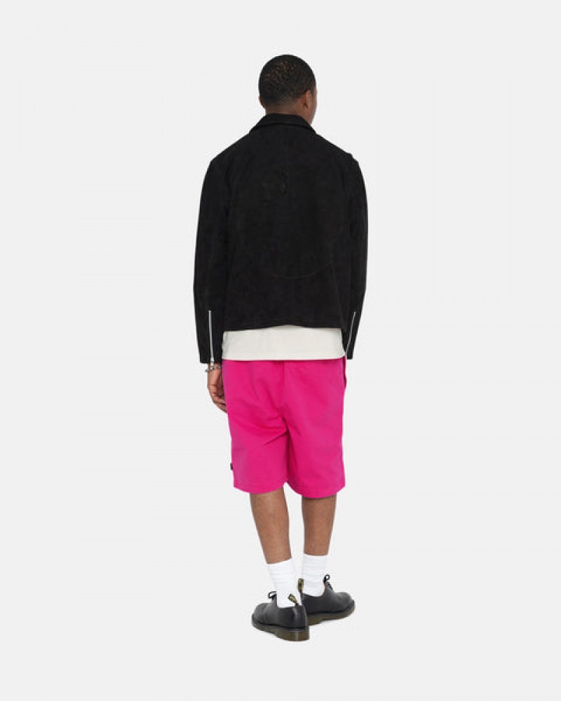 Pink Men's Stussy Brushed Beach Shorts Philippines | CNC-6878