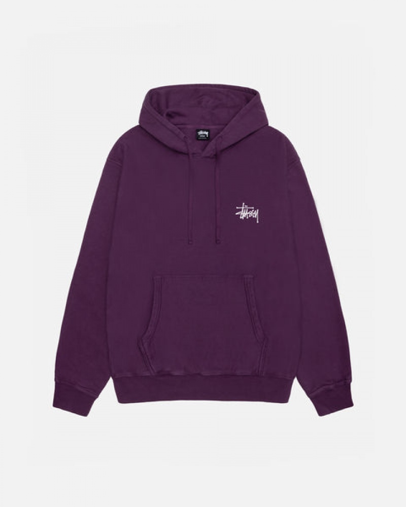 Purple Men's Stussy Basic Stussy Hoodie Pigment Dyed Hoodie Philippines | GHB-7677