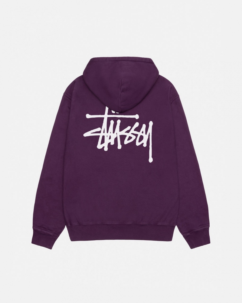 Purple Men\'s Stussy Basic Stussy Hoodie Pigment Dyed Hoodie Philippines | GHB-7677