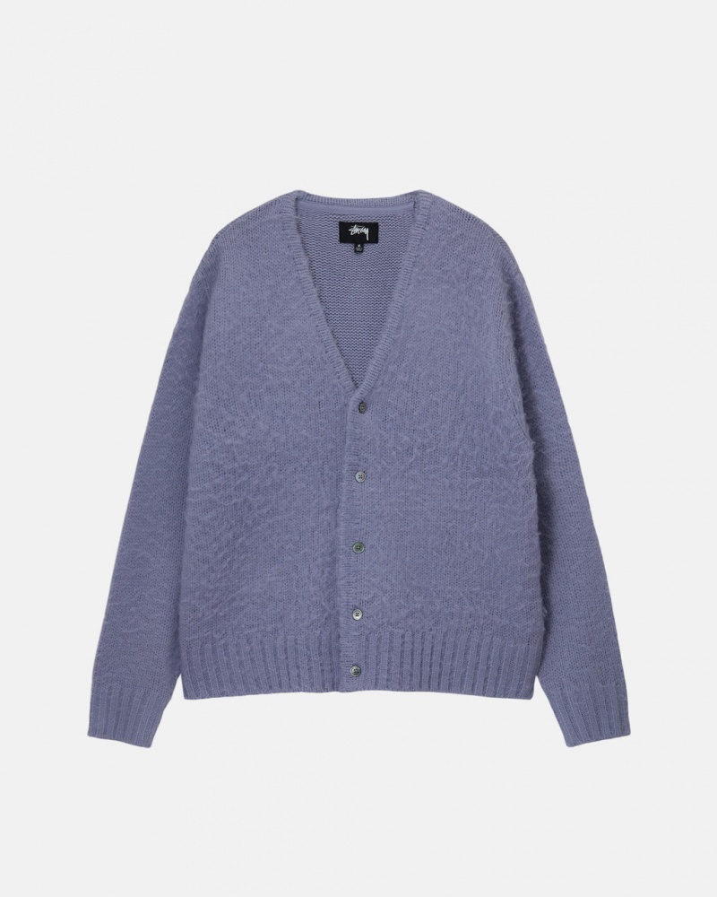 Purple Men\'s Stussy Brushed Cardigan Sweaters Philippines | JHW-8162