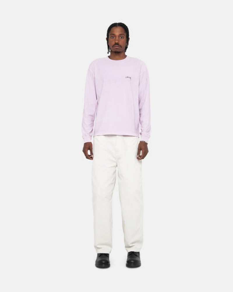 Purple Men's Stussy Lazy Ls Tees Philippines | JWP-5756