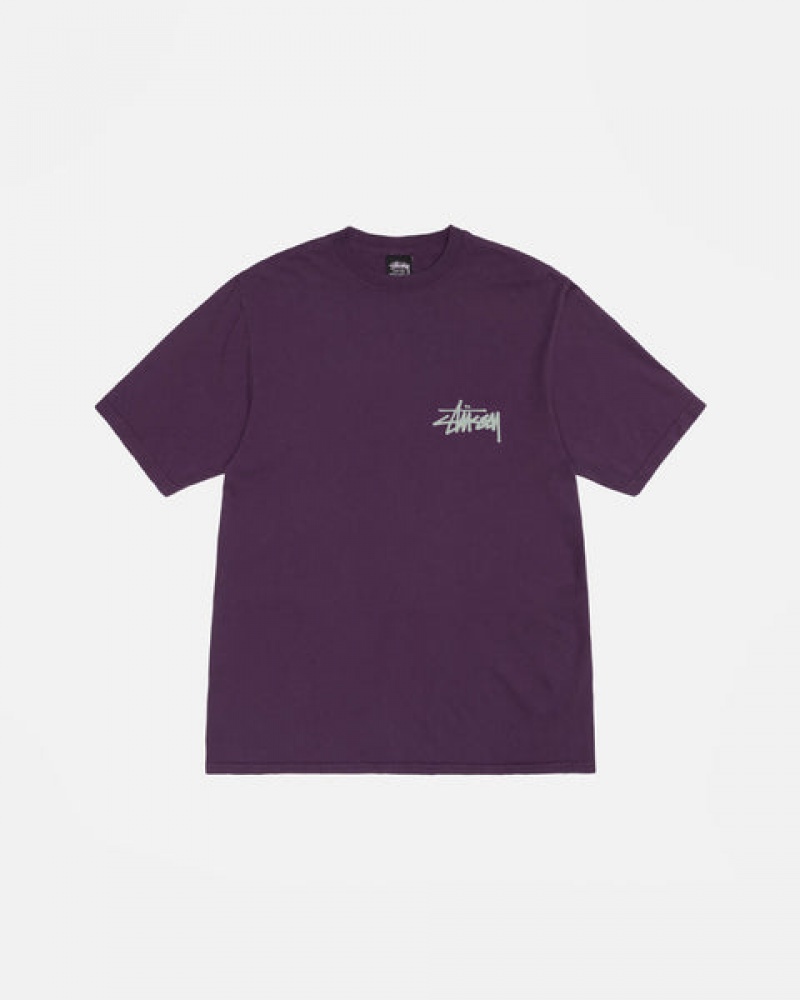 Purple Men's Stussy Old Phone Tee Pigment Dyed Tees Philippines | XOC-0261