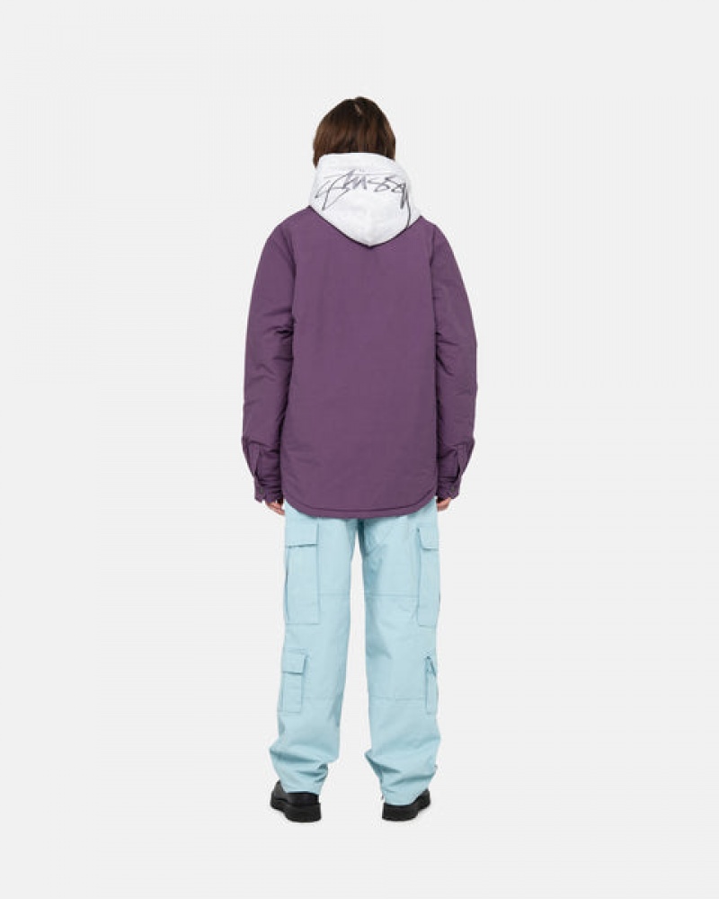 Purple Men's Stussy Padded Tech Over Shirt Jackets Philippines | MMI-1066