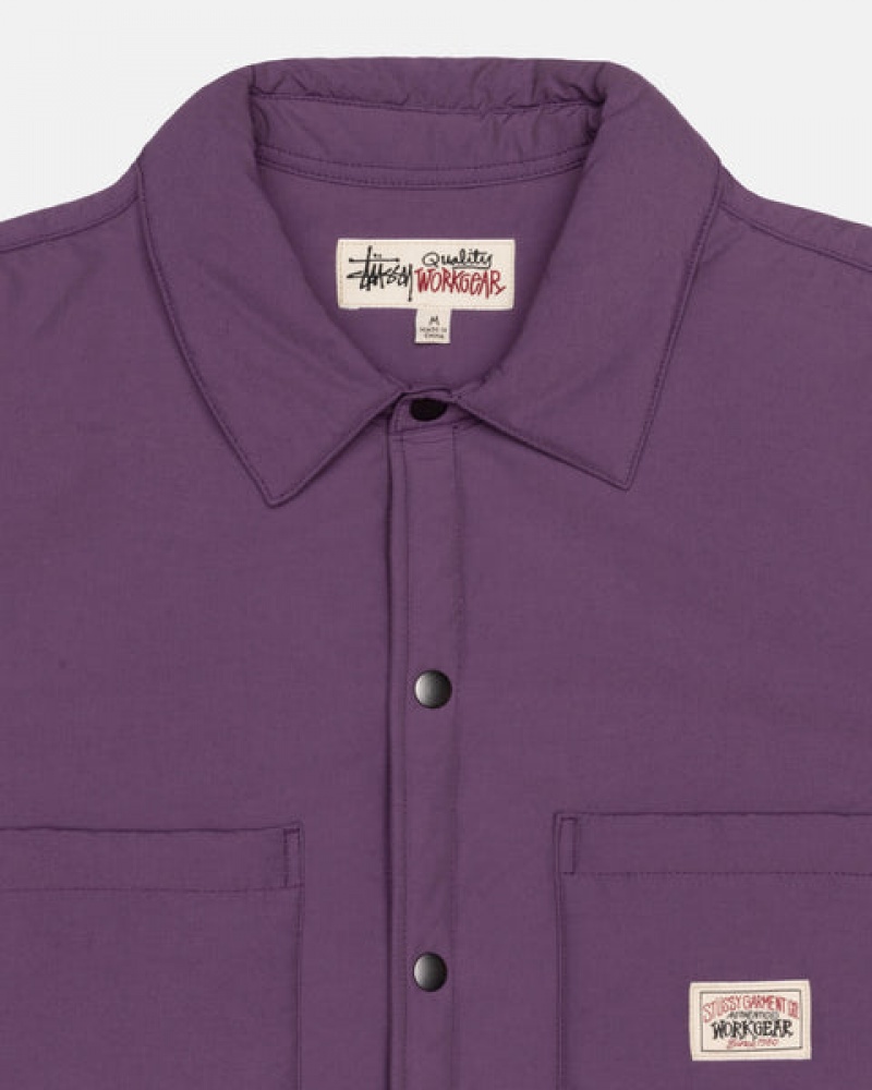 Purple Men's Stussy Padded Tech Over Shirt Jackets Philippines | MMI-1066