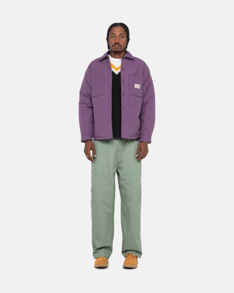 Purple Men's Stussy Padded Tech Over Shirt Jackets Philippines | MMI-1066